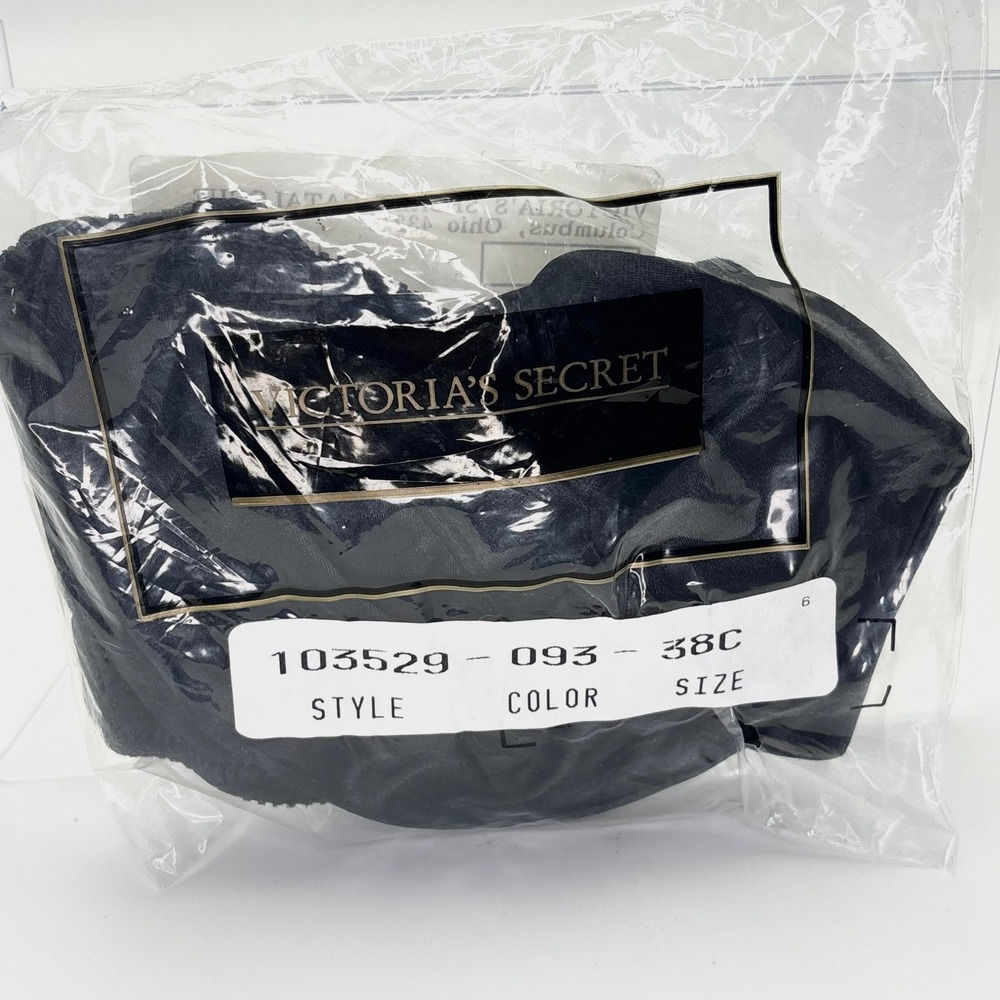 Vintage 90s Victoria's Secret Taylor Stretch Satin Bra Black 38C NOS Sealed 1996 - Picture 3 of 4